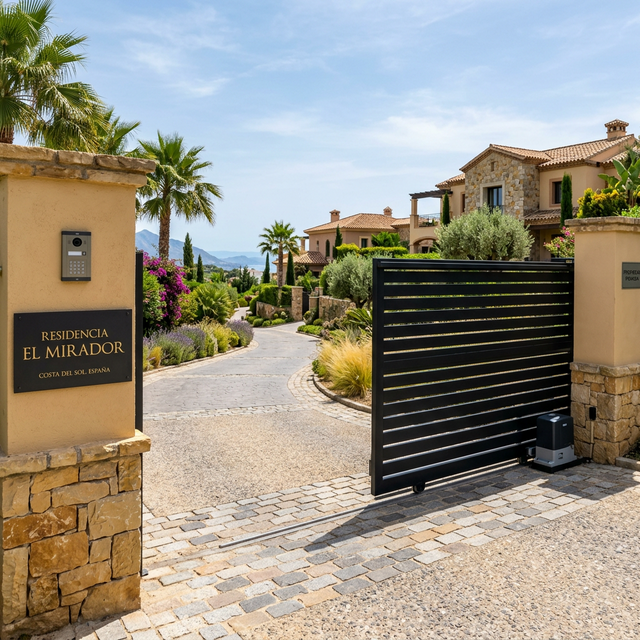 Puerta corredera de aluminio motorizada para viviendas y residenciales